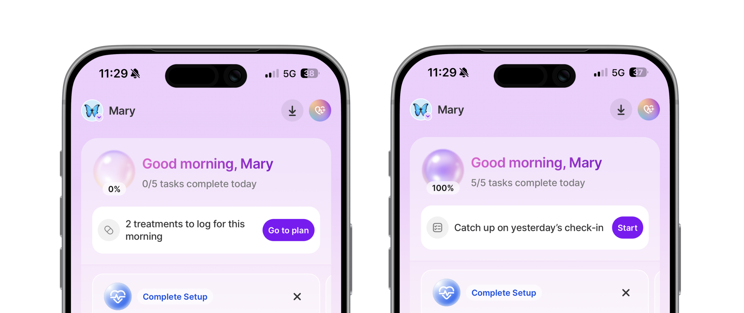 Human app homepage showing the Orbie progress bubble